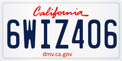 CA license plate 6WIZ406