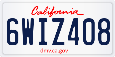 CA license plate 6WIZ408