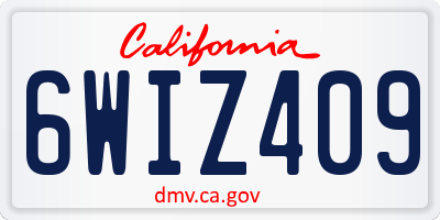 CA license plate 6WIZ409