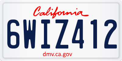 CA license plate 6WIZ412