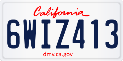 CA license plate 6WIZ413