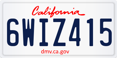 CA license plate 6WIZ415