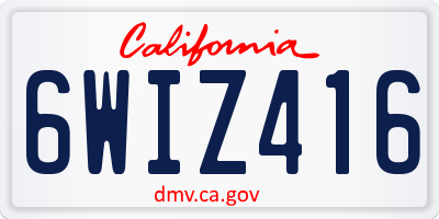 CA license plate 6WIZ416