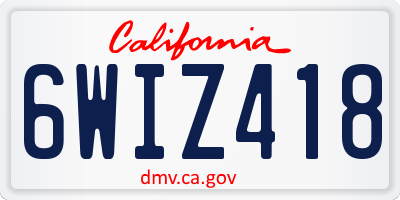 CA license plate 6WIZ418
