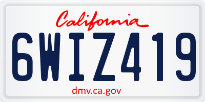 CA license plate 6WIZ419