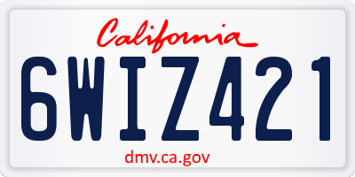 CA license plate 6WIZ421
