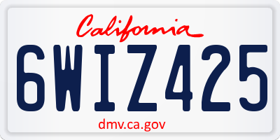 CA license plate 6WIZ425