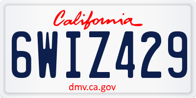 CA license plate 6WIZ429