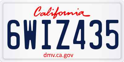 CA license plate 6WIZ435