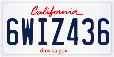 CA license plate 6WIZ436