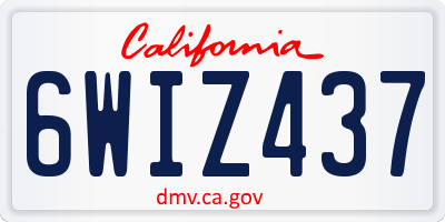 CA license plate 6WIZ437