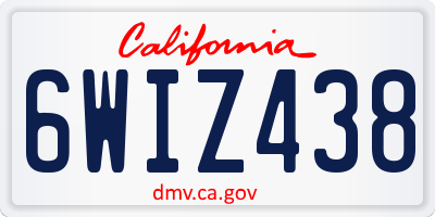 CA license plate 6WIZ438
