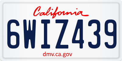 CA license plate 6WIZ439