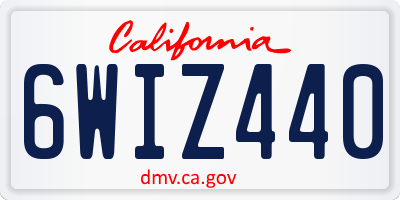 CA license plate 6WIZ440