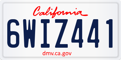 CA license plate 6WIZ441