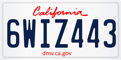 CA license plate 6WIZ443
