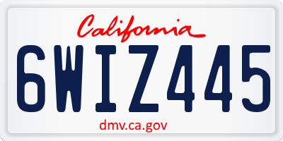 CA license plate 6WIZ445