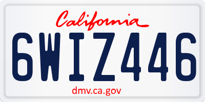 CA license plate 6WIZ446