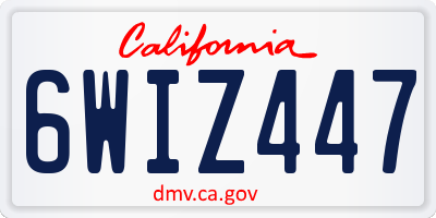 CA license plate 6WIZ447