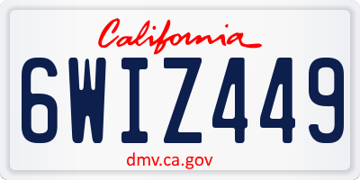CA license plate 6WIZ449
