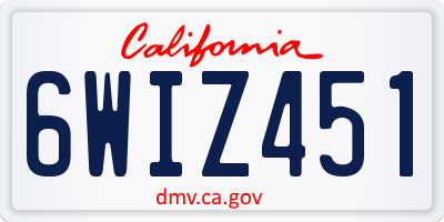 CA license plate 6WIZ451