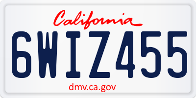 CA license plate 6WIZ455