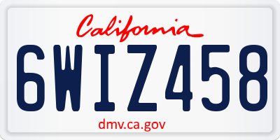 CA license plate 6WIZ458