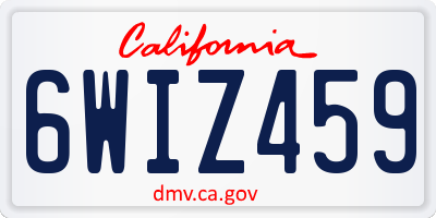 CA license plate 6WIZ459