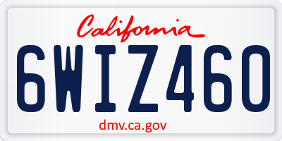 CA license plate 6WIZ460