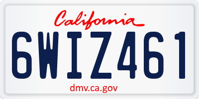 CA license plate 6WIZ461
