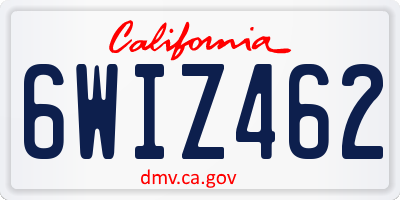 CA license plate 6WIZ462