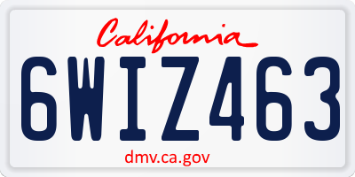 CA license plate 6WIZ463