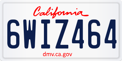 CA license plate 6WIZ464