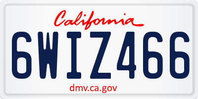 CA license plate 6WIZ466