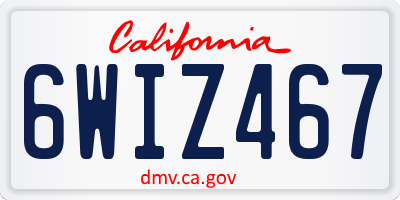 CA license plate 6WIZ467
