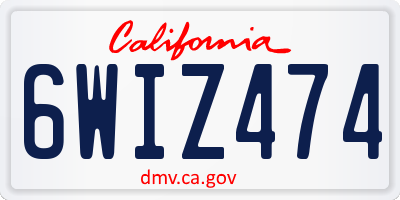CA license plate 6WIZ474