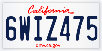 CA license plate 6WIZ475