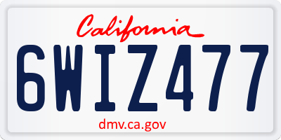 CA license plate 6WIZ477