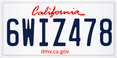 CA license plate 6WIZ478