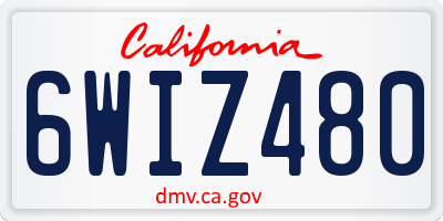 CA license plate 6WIZ480