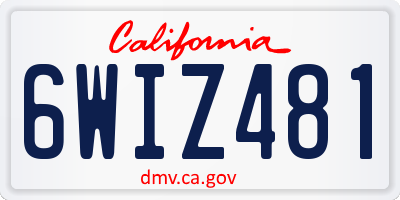CA license plate 6WIZ481