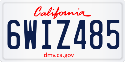 CA license plate 6WIZ485