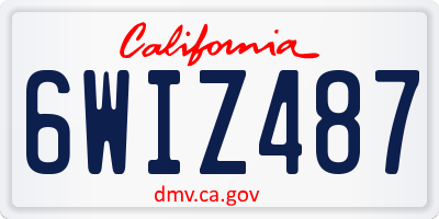 CA license plate 6WIZ487