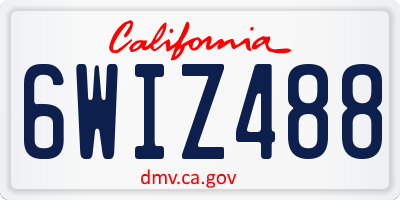 CA license plate 6WIZ488