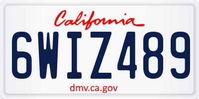 CA license plate 6WIZ489