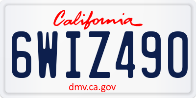 CA license plate 6WIZ490