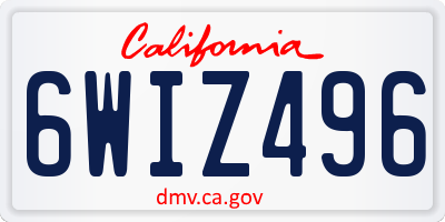 CA license plate 6WIZ496