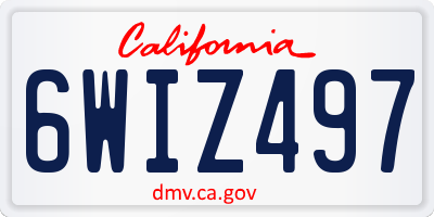 CA license plate 6WIZ497