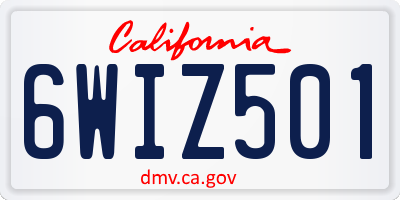 CA license plate 6WIZ501