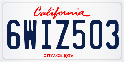 CA license plate 6WIZ503